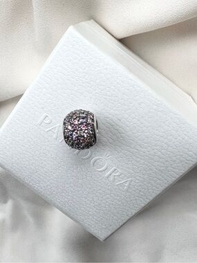 PANDORA PAVE LIGHTS MULTICOLOURED PINK PURPLE SILVER CHARM